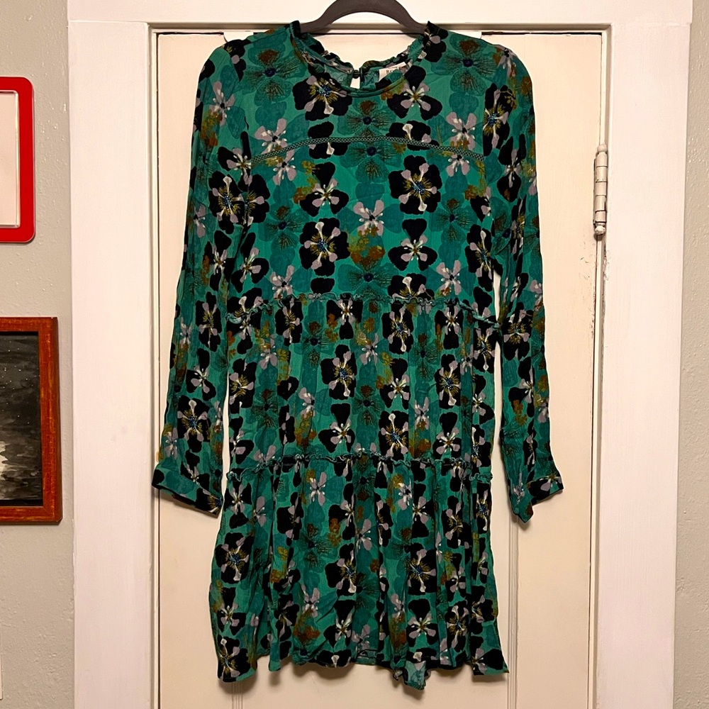 Knox Rose Boho Knee Length Long Sleeve Floral Flowy Dress Small